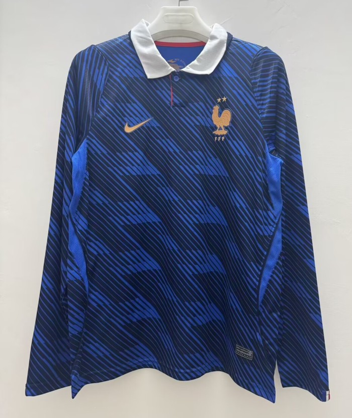 26-27 France Home Fans Long Sleeves Soccer Jersey