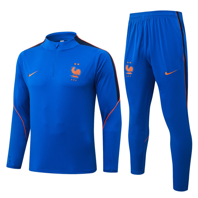 26-27 France Royal blue Kids Half Pull Tracksuit (童装)(半拉链)