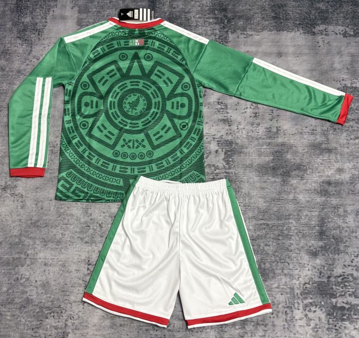 26-27 Mexico Home Kids Long Sleeves Soccer Jersey