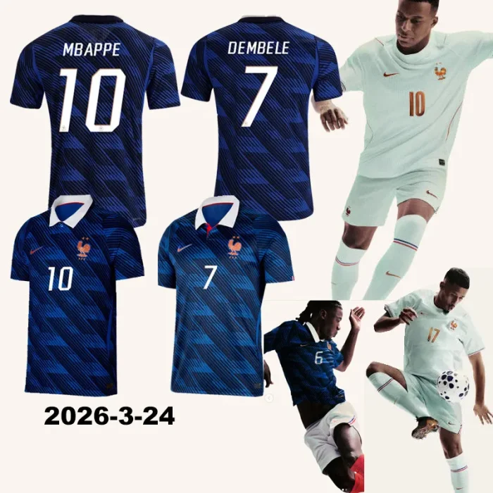26-27 France Home Fans Long Sleeves Soccer Jersey