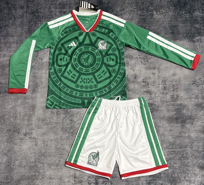 26-27 Mexico Home Kids Long Sleeves Soccer Jersey