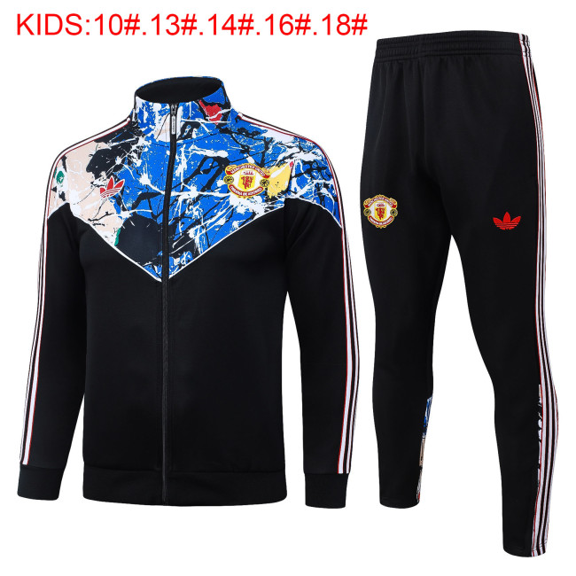 26-27 Man Utd Kids Black blue Jacket Tracksuit (童装)(长拉链)