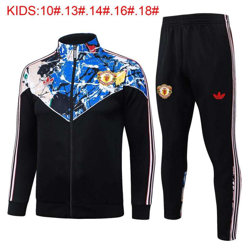 26-27 Man Utd Kids Black blue Jacket Tracksuit (童装)(长拉链)