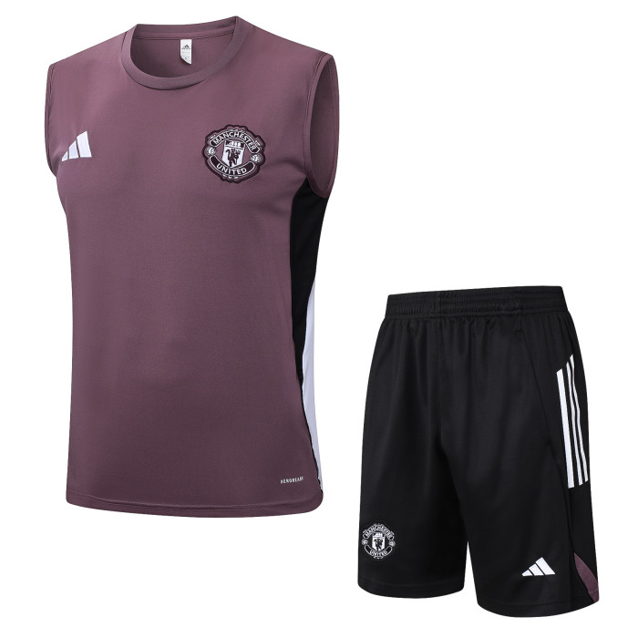 25-26 Man Utd Lilac gray Tank top and shorts suit