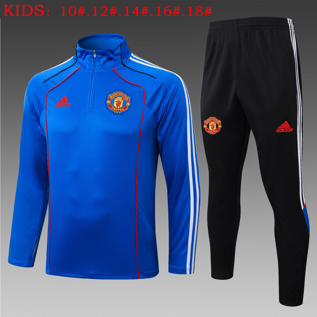 25-26 Man Utd Royal blue Kids Half Pull Tracksuit (童装)(半拉链)