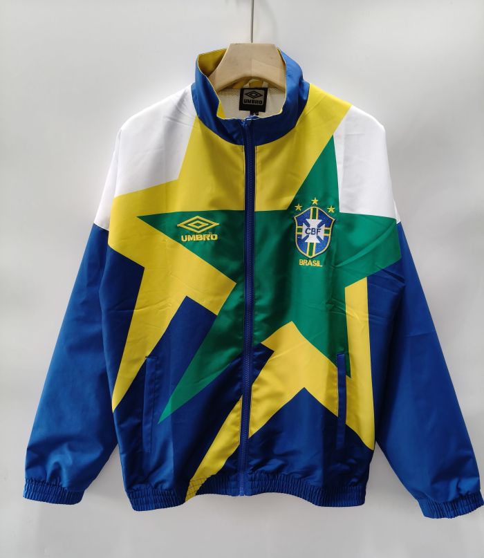1993-1994 Brazil Blue white Retro Windbreaker