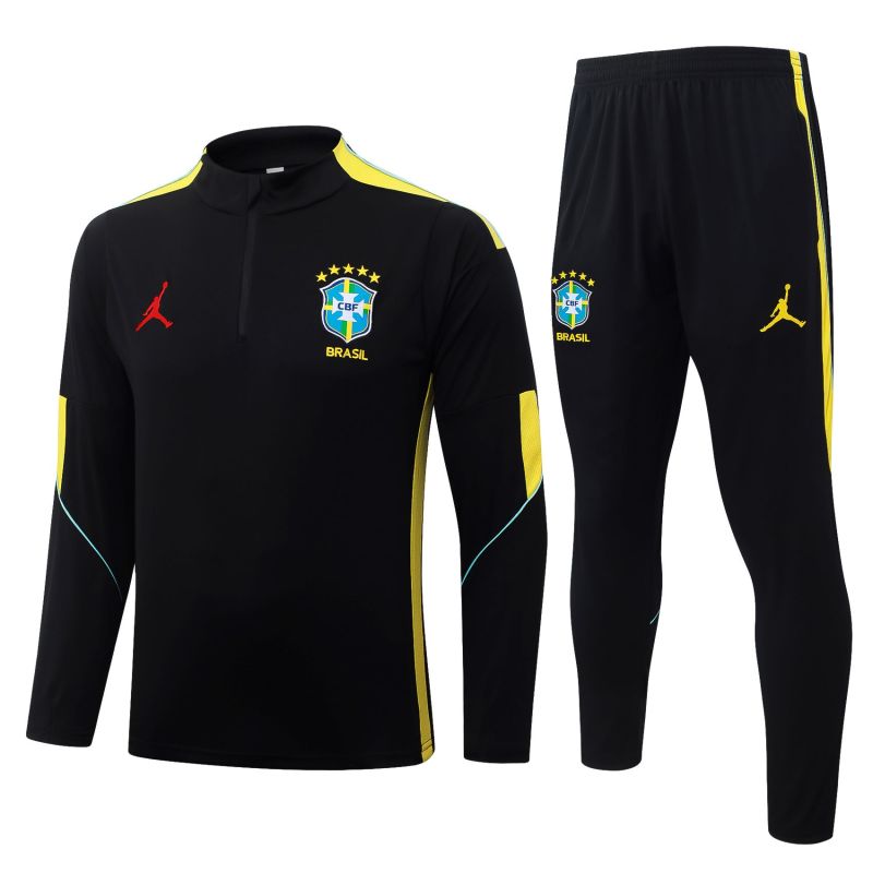 26-27 Brazil Black Half Pull Tracksuit (半拉链)