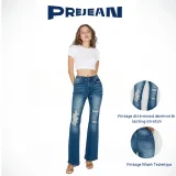 PREJEAN Women's High-Rise Jeans