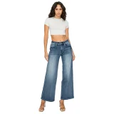 PREJEAN Women's High Rise Stretch Wide Leg Baggy Jeans