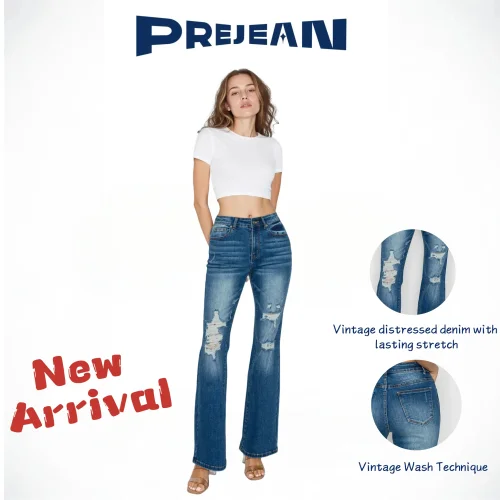 PREJEAN Women's High-Rise Jeans