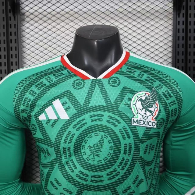 2025-26 Mexico World Cup Long Sleeve Home football jersey Player Version