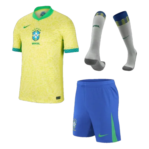 Kids Brazil Custom Home Full Soccer Kits 2024