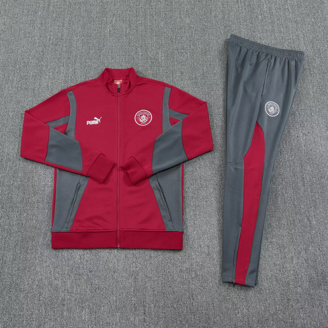 25-26 Manchester City Red Football Tracksuits Long Jacket Suits