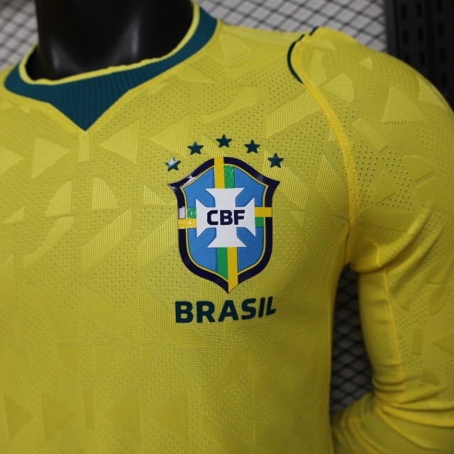Brazil 2026 World Cup Home Long Sleeve Kit & Jersey Player Version