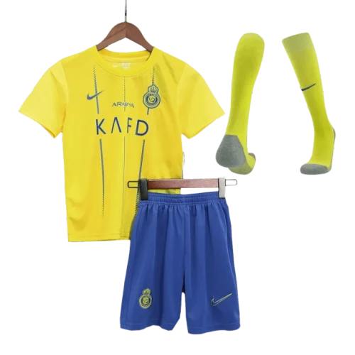 2023/24 Kids Al Nassr Home Whole Kit(Jersey+Shorts+Socks)