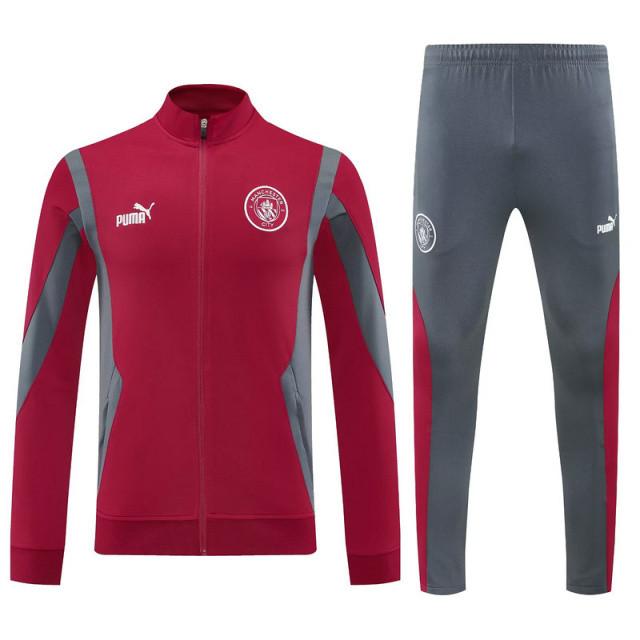 25-26 Manchester City Red Football Tracksuits Long Jacket Suits