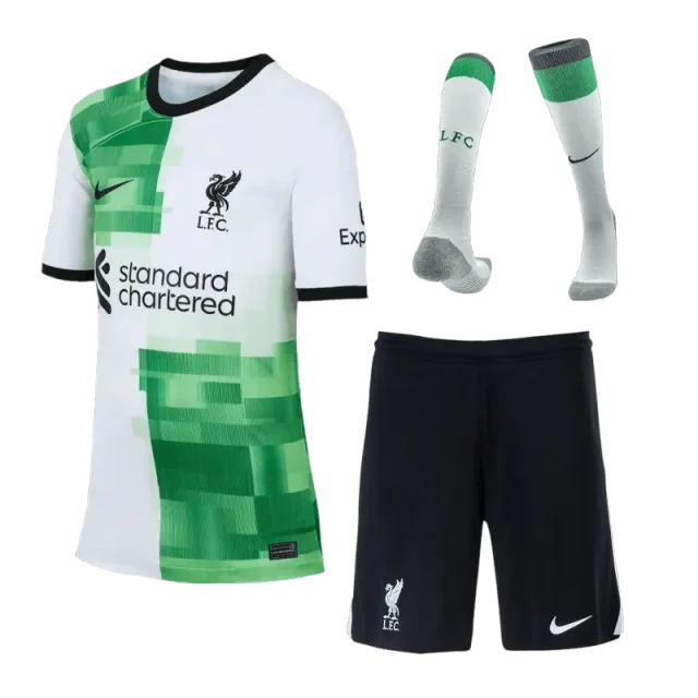 23-24 Kids Liverpool Away Whole Kit Jersey+Shorts+Socks
