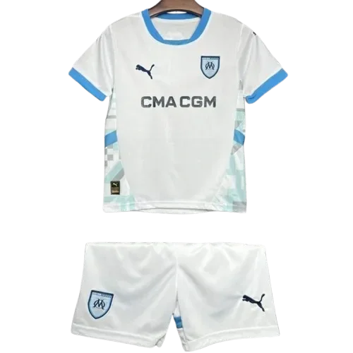 24-25 Marseilles Home Soccer Kids Kit Jersey+Shorts