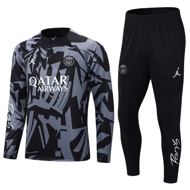 2024/2025 Paris Saint-Germain Half-Pull Training Suit Black Gray Football Shirt