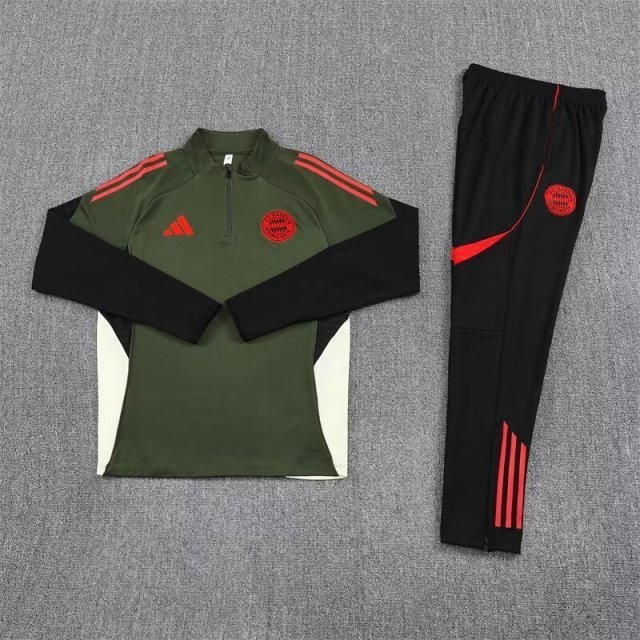 2025-26 Bayern Munich Green Training Kits Long Football Track suits