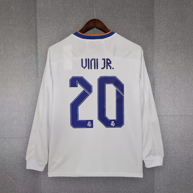 Real Madrid Home Soccer Jersey Retro Long Sleeve Shirt 21-22