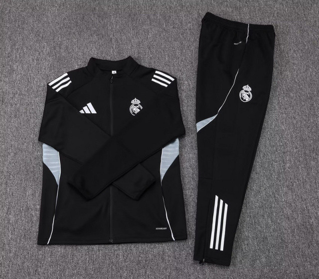 25-26 Real Madrid Black Football Tracksuits Long Jacket Suits