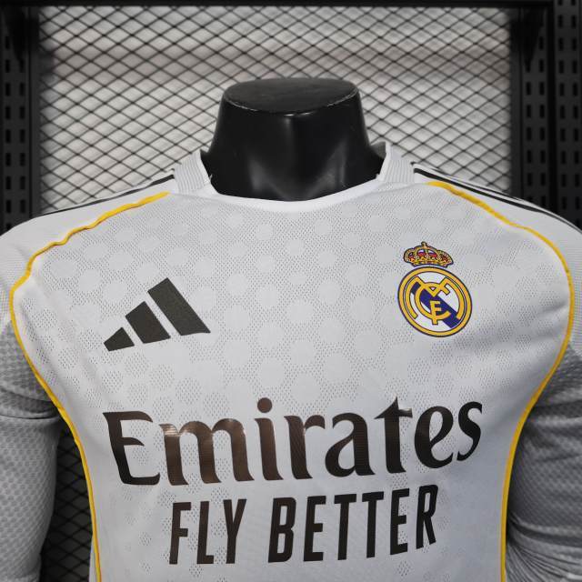 Real Madrid Home Soccer Jersey Player Version Shirt Long Sleeve 25-26