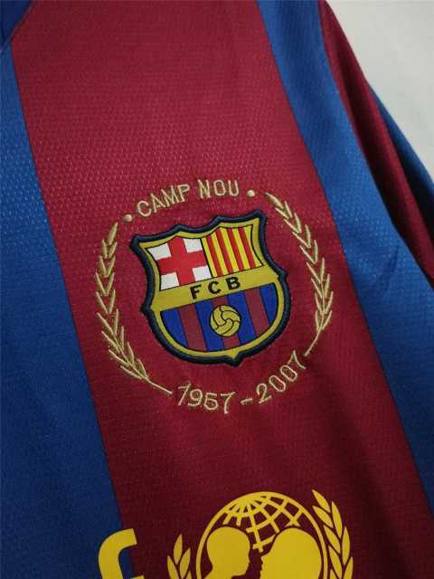 07-08 Barcelona Retro Home Long sleeves 50-Years Anniversary Football jersey