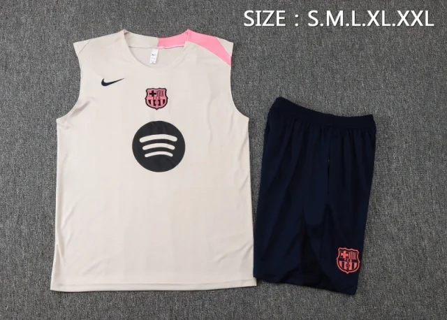 Barcelona Sleeveless Training Kit Beige 2025-26