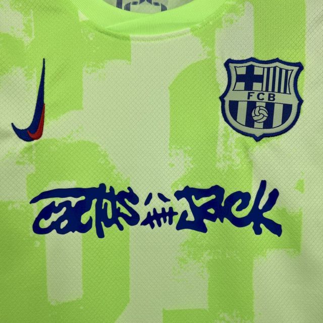 Barcelona Third Travis Scott Edition Kids Kits Youth Apparels Soccer Jersey 24-25