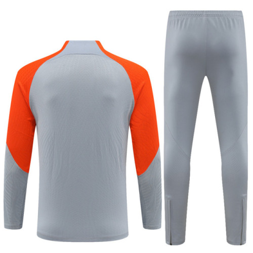23-24 Inter Milan Long Sleeve Kits Grey Zipper Training Suits Jersey