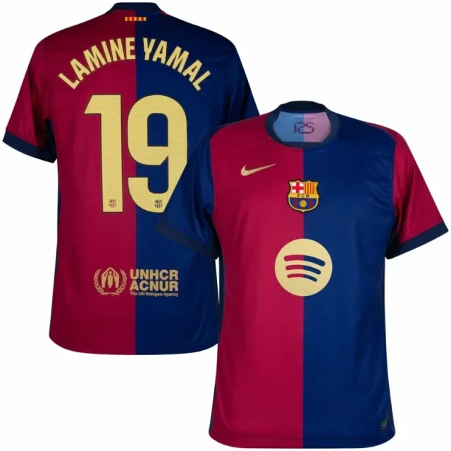 Barcelona Home Lamine Yamal 19 Shirt (La Liga) 2024-2025 player Version Size S-4XL