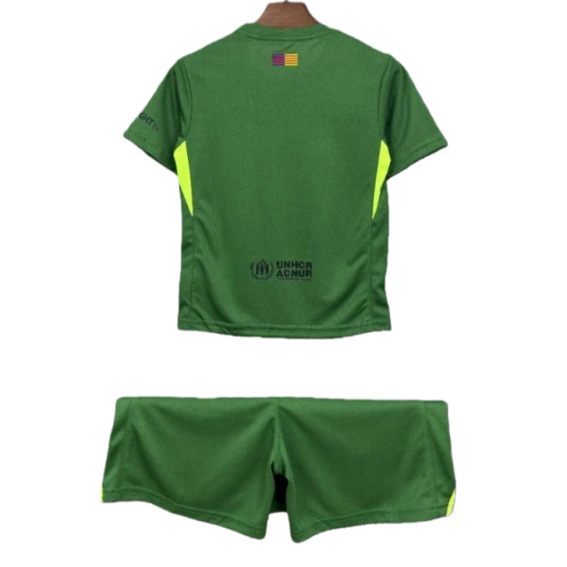 2025-26 Barcelona Goalkeeper Kids Football jersey Kit jersey+Shorts