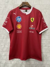 2025 F1 Ferrari New Pattern Short Sleeve Racing Suit (圆领，领口有白色)