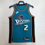 22-23 Pistons CUNNINGHAM #2 Light blue Top Quality Hot Pressing NBA Jersey (Retro Logo)