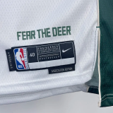 22-23 BUCKS LILLARD #0 Home White Top Quality Hot Pressing NBA Jersey(V领)