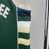 22-23 BUCKS LILLARD #0 Away Green Top Quality Hot Pressing NBA Jersey(V领)