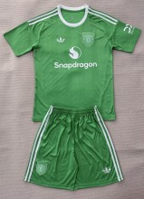 25-26 Man Utd Green GoalKeeper Kids Soccer Jersey 1:1 Thai Quality