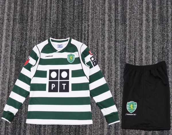 2001-2003 Sporting Lisbon Home Long sleeves Kids Retro Soccer Jersey