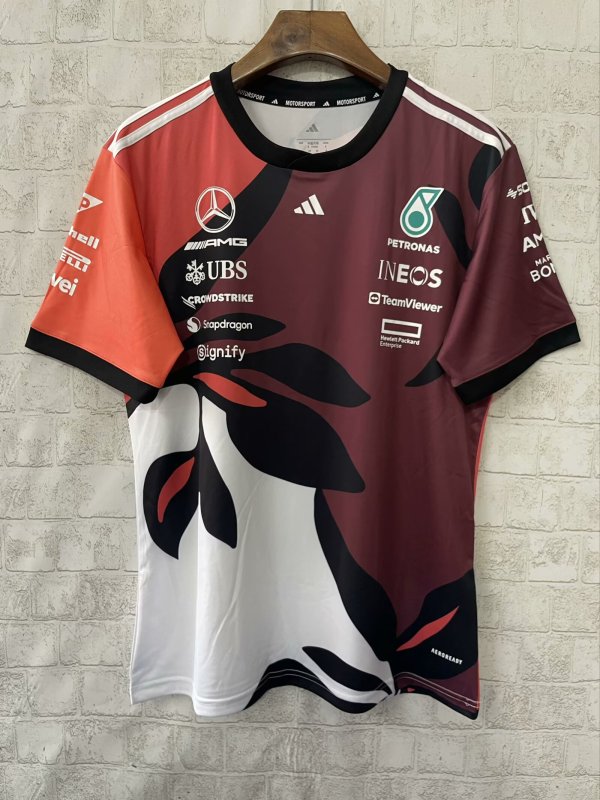2025 F1 Benz New Pattern Short Sleeve Racing Suit