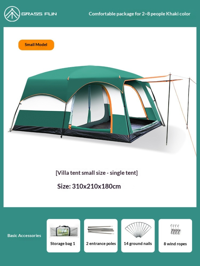 Double-layer Thickened Rainproof and Sunproof Foldable Canopy for Two-Bedroom Outdoor Camping