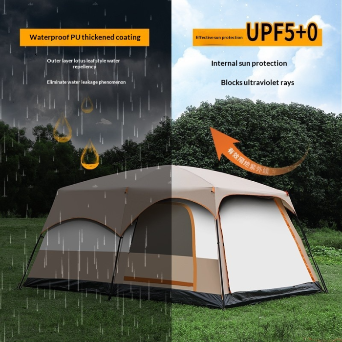 Double-layer Thickened Rainproof and Sunproof Foldable Canopy for Two-Bedroom Outdoor Camping