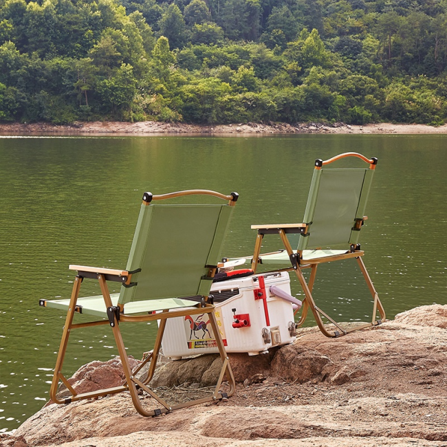 Outdoor portable folding chair Kemet chair Aluminum alloy camping table Ultra light backrest chair Camping supplies Beach chair