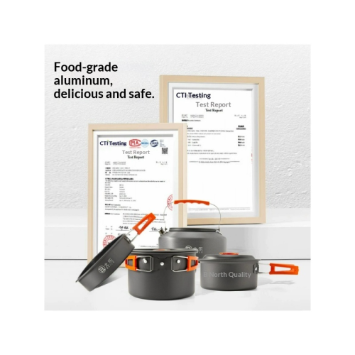 Outdoor kettle, camping and picnicking equipment, complete set of cookware, portable card stove, outdoor tea pot set