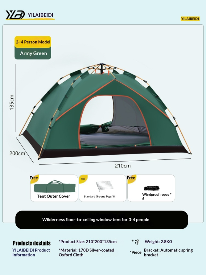 Outdoor Fully Automatic Portable Camping Inflatable Tent Tarp Fishing Field Gear Thickened Sun Protection Quick-Set Tent