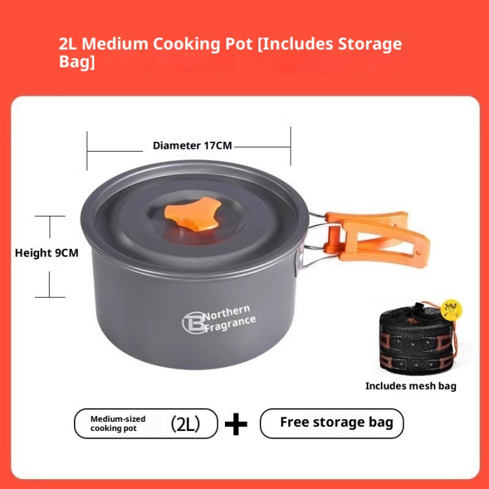Outdoor kettle, camping and picnicking equipment, complete set of cookware, portable card stove, outdoor tea pot set