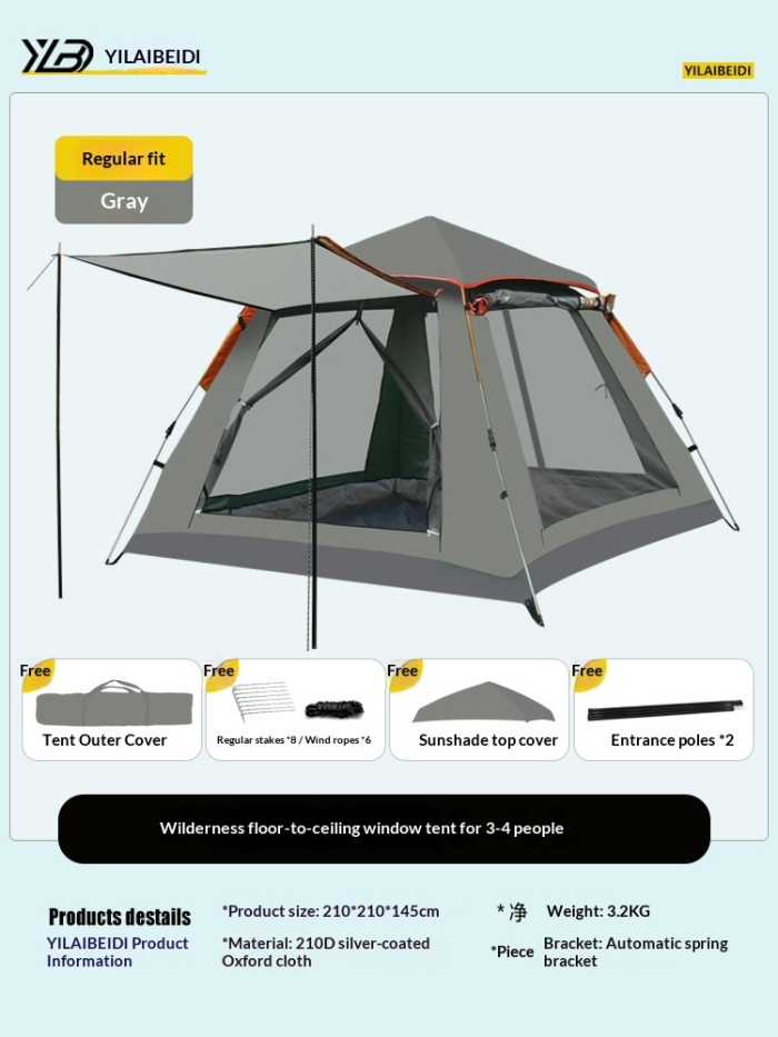 Outdoor Fully Automatic Portable Camping Inflatable Tent Tarp Fishing Field Gear Thickened Sun Protection Quick-Set Tent