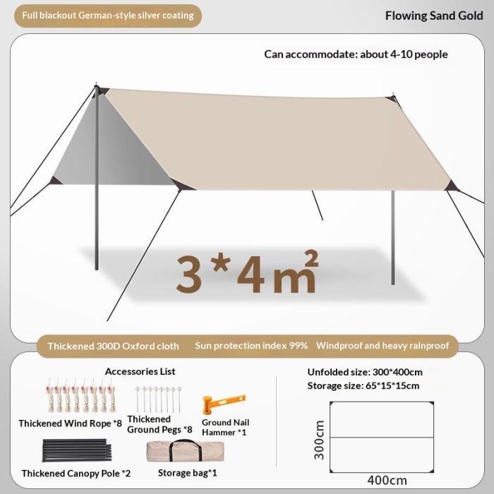 Outdoor Sky Tent Camping Portable Camping Picnicking Sunscreen and Rainproof Thickened UV resistant Cooling Shed Sunshade
