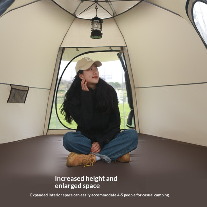Tent Outdoor Folding Fully Automatic Rain proof Flowing Sand Golden Hexagonal Tent Thickened Camping Equipment Park Outing Picnic Tent