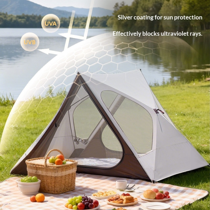 Seaside Beach Tent Park Automatic Quick Opening Triangle Tent Outdoor Portable Folding Camping Tent Sunshade and Rainproof